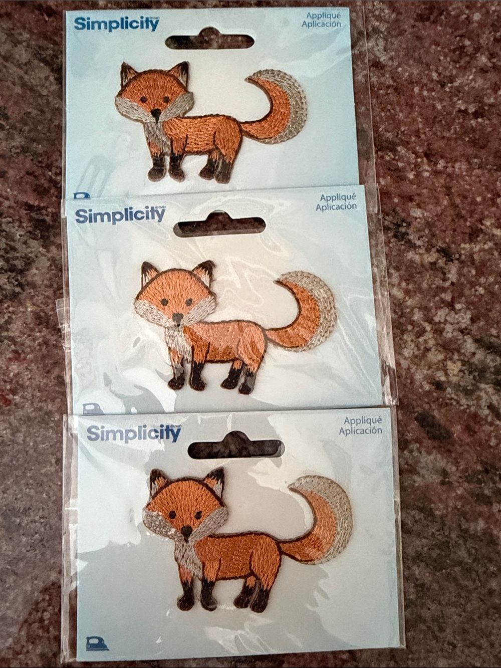 LOT -3 Simplicity Orange and Cream Fox Iron-On Appliqués - Set of 3